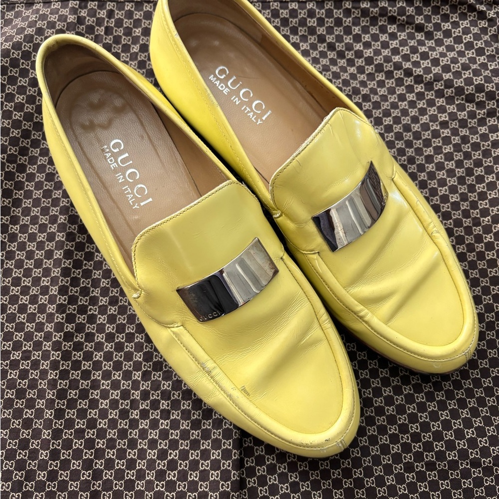 Gucci Pistachio green Leather Loafers with Silver Accent 7.5B - Picture 10 of 10